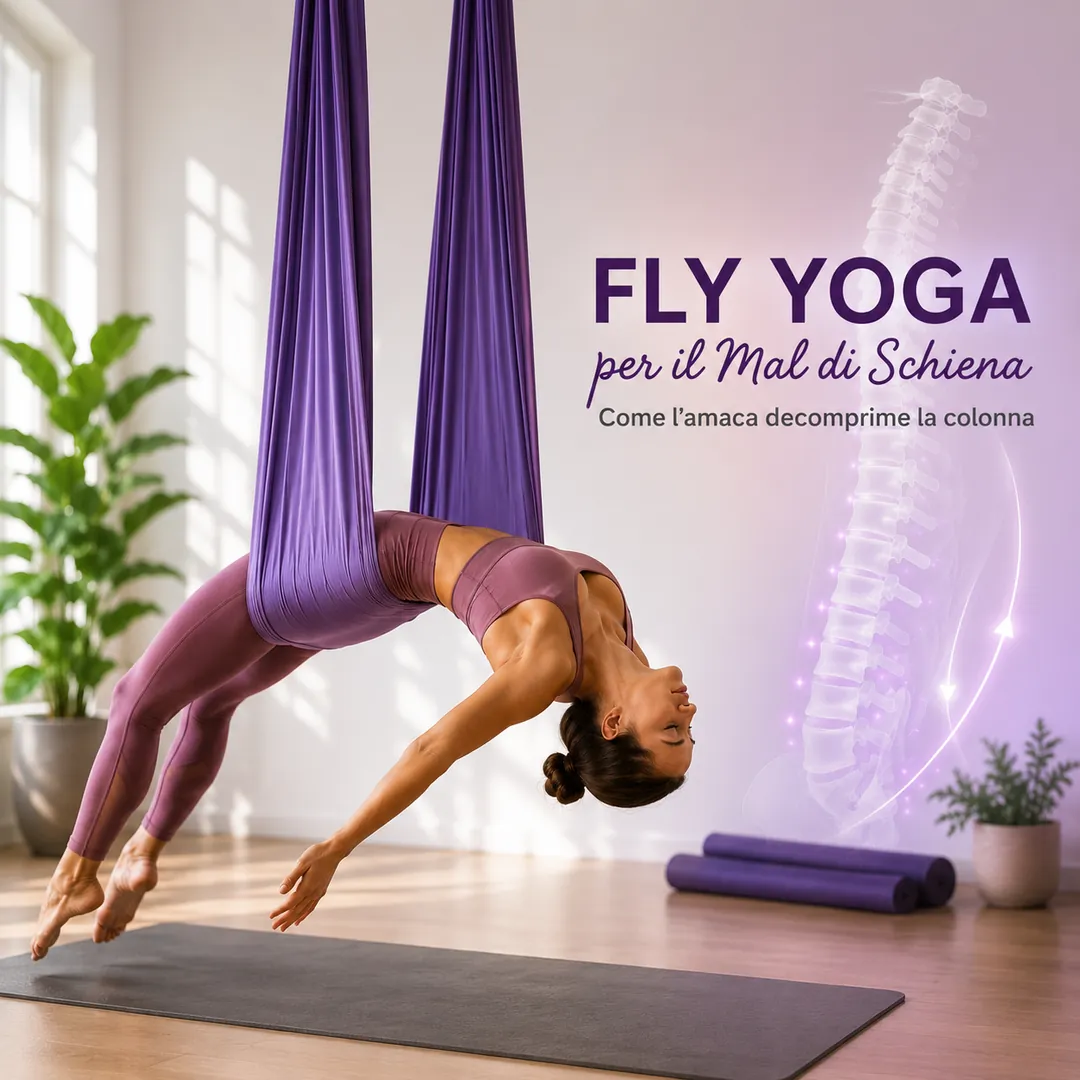 Lezione di Fly Yoga a Trieste in posizione invertita sull'amaca
